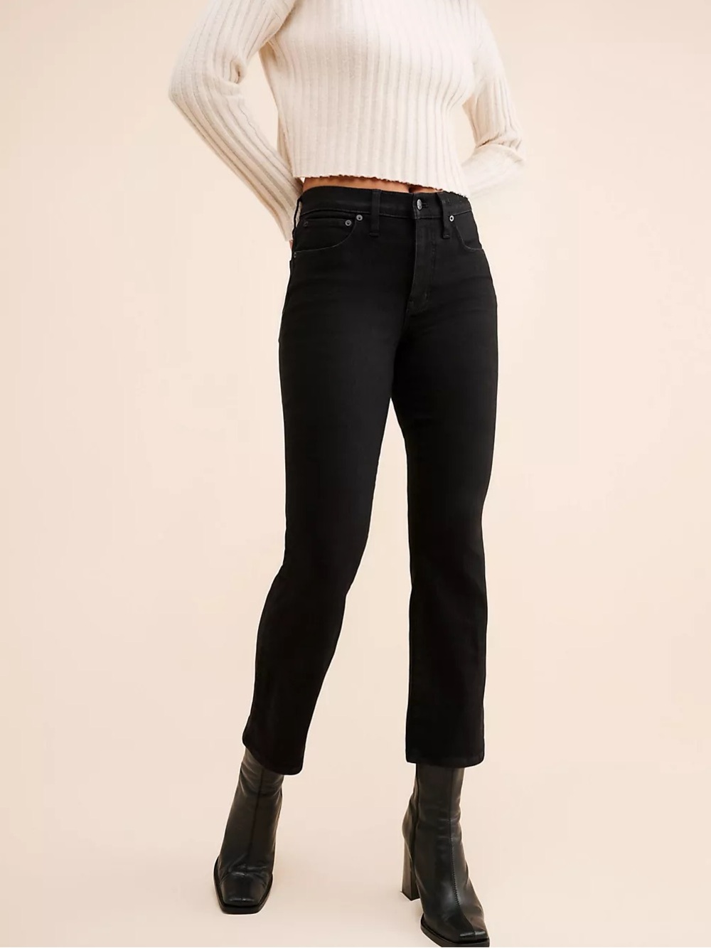 Madewell Dark Wash Kick Out Crop Flare Jeans 32P Clean Girl Minimalist Casual